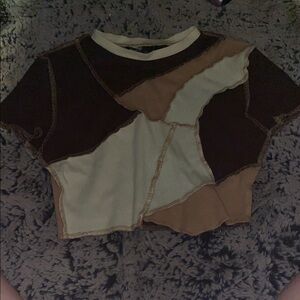 SHEIN Two-Tone Brown and Cream Top